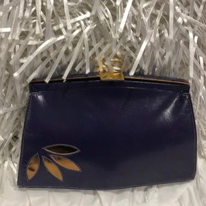 Vintage Purple Leather Clutch by Barbara Bolan